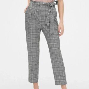 GAP Women's High Rise Plaid Tie-Waist PantsGray Plaid size 14